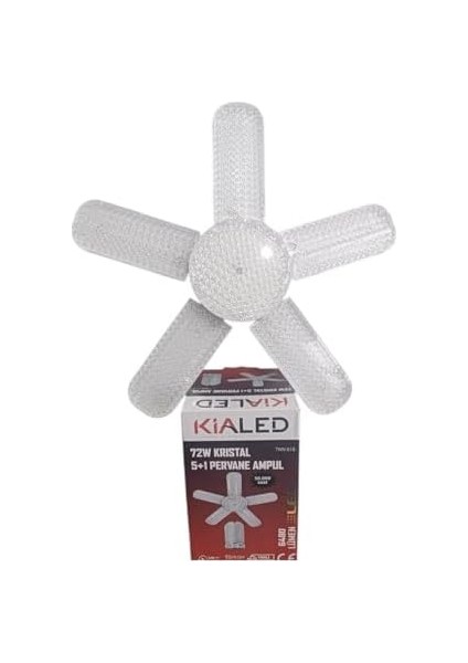 LED Ampul 72W – 5 Kanatlı, Katlanabilir, Yüksek Işık Gücü, E27 Duy, 6500K Beyaz Işık, 360° Aydınlatma fiyatları