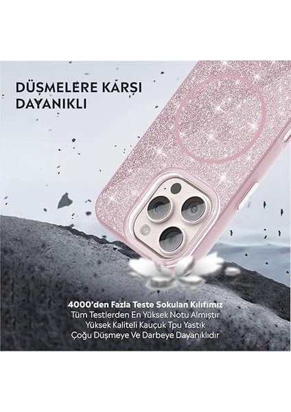 Kılıf M-Safe Şarj Özellikli Parlayan Simli Sararmaz Kılıf (Pembe, 16 Pro Max) fiyatları