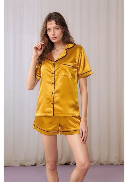 Kadın Saten Altın Biyeli Şortlu Takım FW9AK1A7KL fiyatları