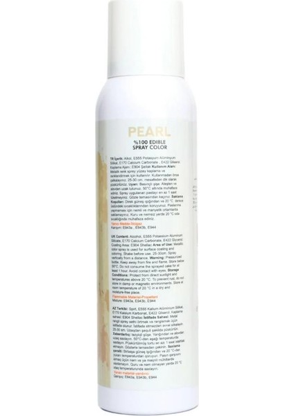 Sedef Metalik Sprey Gıda Boyası 150 ml – Pasta, Tatlı ve Çikolatalar Için Parlak Sedef Efektli Renk fiyatları