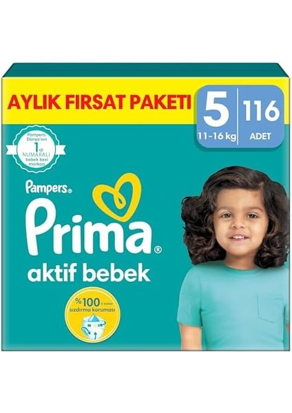 Prima Bebek Bezi Aktif Bebek 5 Beden 116 Adet Junior Aylık Fırsat Paketi modelleri
