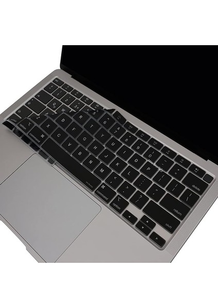 MacBook Air 13.3 Inç Klavye Koruyucu M1 A2337 A2179 ile Uyumlu – Ultra Ince Silikon Kılıf, Us Abd Ingilizce Q, Touch Id Siyah