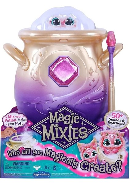 Mixies -Sihirli Mixies Interaktif 8 Inç Pembe Peluş Oyuncak ile Büyülü Misting Caldron