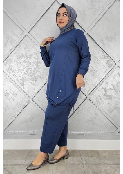 Kadın Düğme Bağcık Detaylı Tesettür Takım