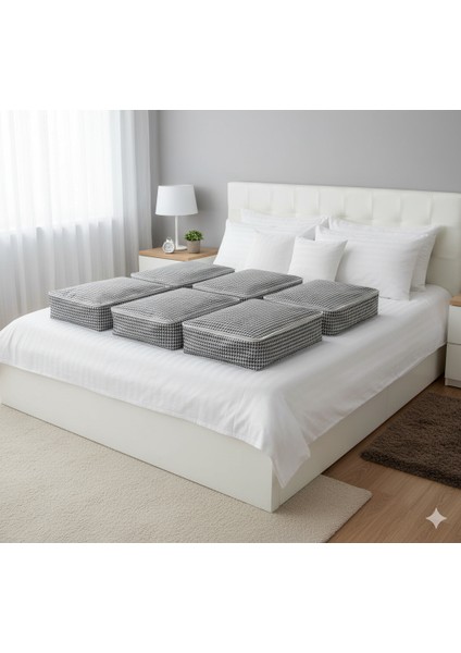 6'lı Kaz Ayağı Büyük Baza Altı & Çekyat Tipi Tela Hurç 65X45X22 cm – Fermuarlı Saklama ve Düzenleme Hurcu