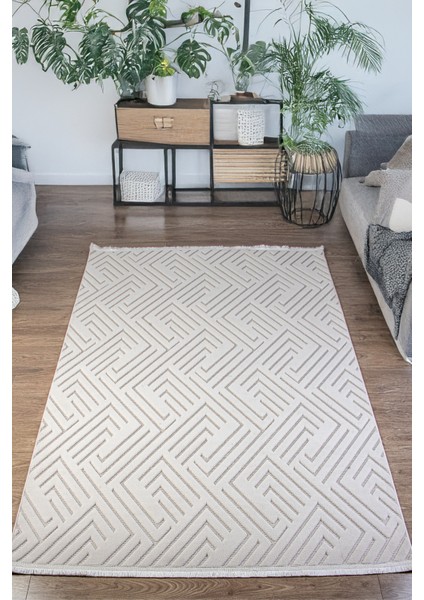 Krem Sisal Bukle Dokuma Hasır Makine Halısı Saçaklı Kaymaz Oturma Salon Mutfak Çocuk Oda Yolluk