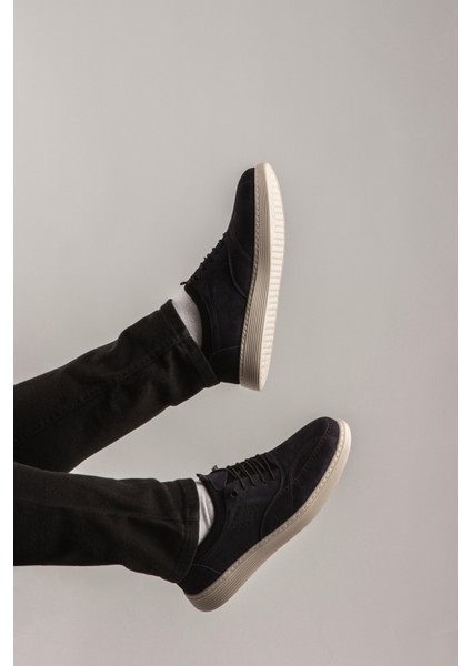 Erkek Nubuk Deri %100 Deri Ayakkab? Lastikli Ayakkab? Krem/lacivert Ayakkab? Spor Klasik Ayakkab? fırsatları