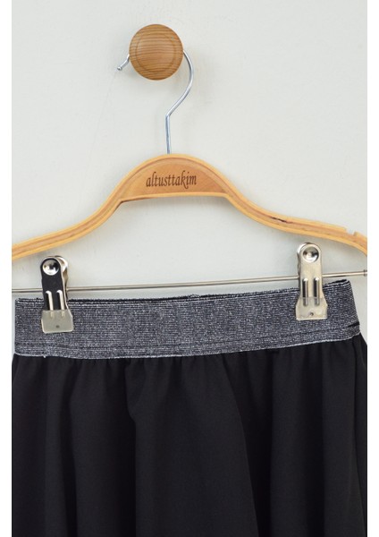 23 Nisan Özel Beli Simli Lastikli Volanlı Siyah Etek (5-14 Yaş) fırsatları