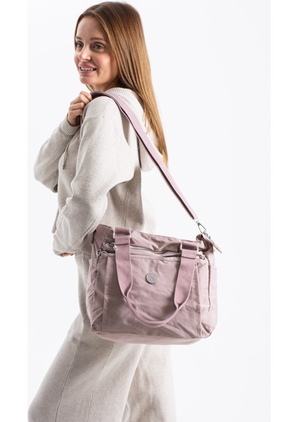 Sanmorris Kadın 4 Bölmeli Suya Dayanıklı Saten Kumaş Çapraz ve Omuz Askılı Çanta