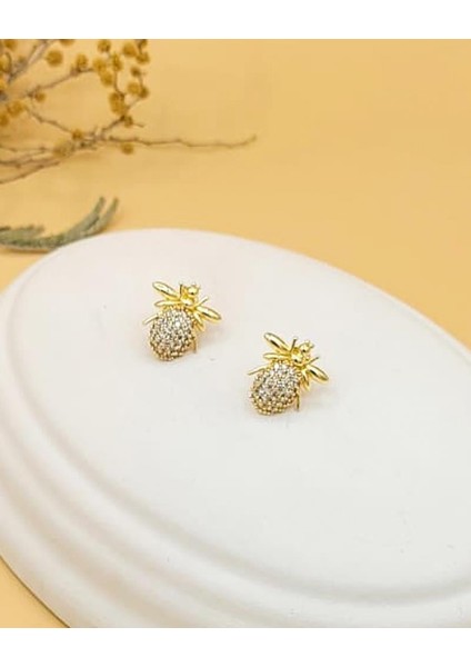Minimal Işıltılı Arı Küpe Gold Renk fırsatları