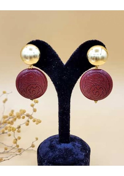 Gold Uçlu Ahşap Disk Küpe-2 fiyatları