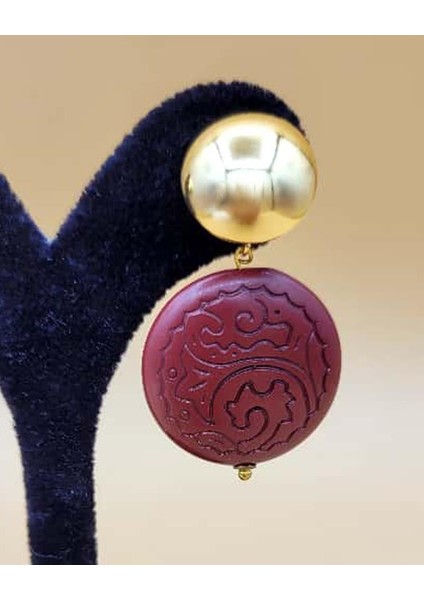 Gold Uçlu Ahşap Disk Küpe-2 modelleri