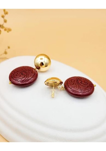 Gold Uçlu Ahşap Disk Küpe-2 fırsatları
