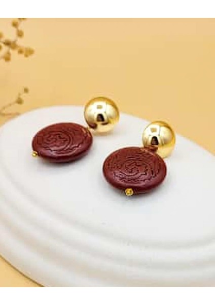 Gold Uçlu Ahşap Disk Küpe-2 indirimleri