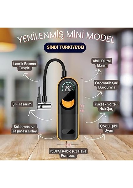 Taşınabilir Kablosuz Şarjlı Ince Araba Hava Kompresörü LED Işıklı Oto Araç Lastik Top Şişirme Pompası fırsatları