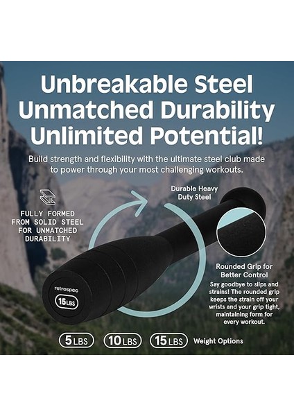 Grip Steel Club Kuvvet Antrenmanı, Rehabilitasyon, Germe, Koşullandırma ve Rotasyon Antrenmanı - Kadınlar ve Erkekler Için 5, 10, 15 Lbs Seçenekleri modelleri
