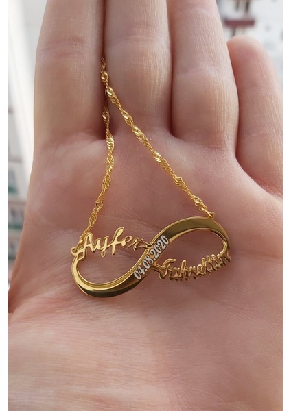 925 Ayar Gümüş 24 Ayar Altın Kaplama Sonsuzluk Kolye