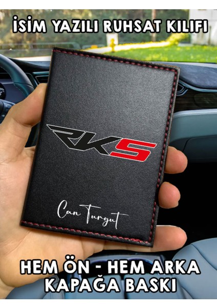 Rks Ön Arka Baskılı Oto Araç Ruhsat Kabı Kartlık Deri Isim Yazılı Kişiye Özel Cüzdan