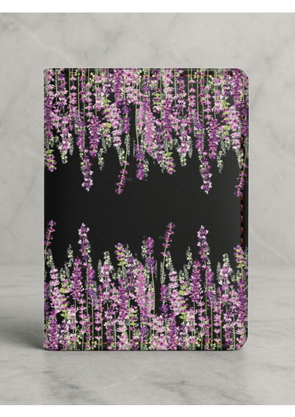 Ruhsat Koruyucu Baskılı Kart Bölmeli Siyah Vinlex Deri Ruhsat Kabı Kılıfı Lavender
