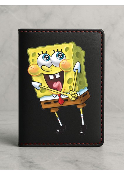 Ruhsat Koruyucu Baskılı Kart Bölmeli Siyah Vinlex Deri Ruhsat Kabı Kılıfı Bob