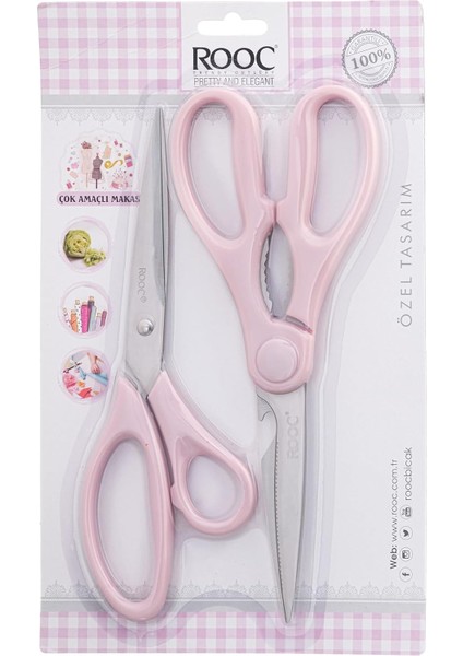 Premium Serisi Ergonomik Saplı Çelik Gıdaya Temasa Uygun 2&apos;li Mutfak, Pembe