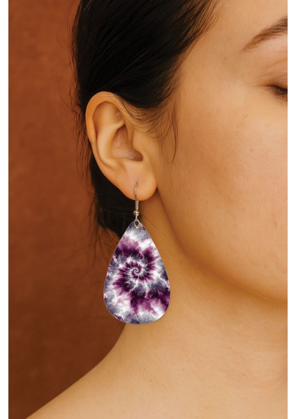 Kadın- Küpe Desenli Stilist Kancalı Baskılı Küpe Damla Şeffaf Deep