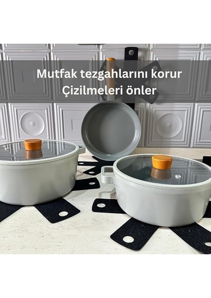 12 Adet Tencere Tava Koruyucu Düzenleyici Çizilme Önleyici Set (Siyah) modelleri