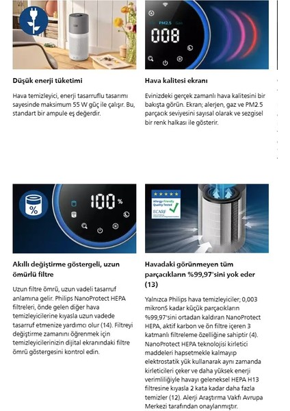 3000 Serisi Hava Temizleme Cihazı, Evcil Hayvan Tüyü, Toz, Virüs ve Kötü Koku Yok Eder fırsatları