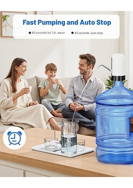 USB Şarjlı Otomatik Su Pompası | 5 Galon Damacana Uyumlu | Taşınabilir Elektrikli Su Dispenseri | Içme Suyu Otomatik Pompa (Beyaz) indirimleri
