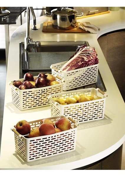 Çok Amaçlı Tutacaklı Organizer Sepet - Dolap Içi & Çekmece Düzenleyici Sepet Beyaz, 24121810018