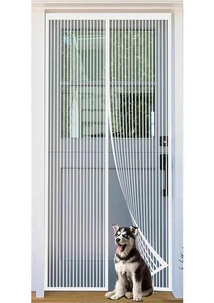 Balkon Kapısı Sinekliği, Delmeden Kolayca Yapıştırılabilir, Mıknatıslı Böcek Koruması, Balkon Kapısı Için Idealdir (Beyaz, 140 x 240 Cm)