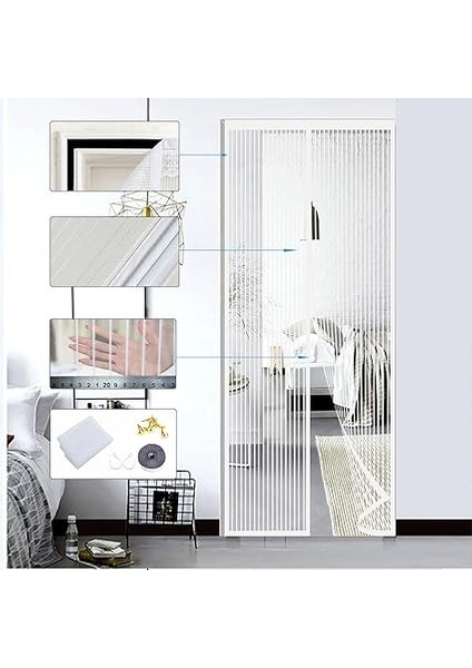 Balkon Kapısı Sinekliği, Delmeden Kolayca Yapıştırılabilir, Mıknatıslı Böcek Koruması, Balkon Kapısı Için Idealdir (Beyaz, 140 x 240 Cm) modelleri