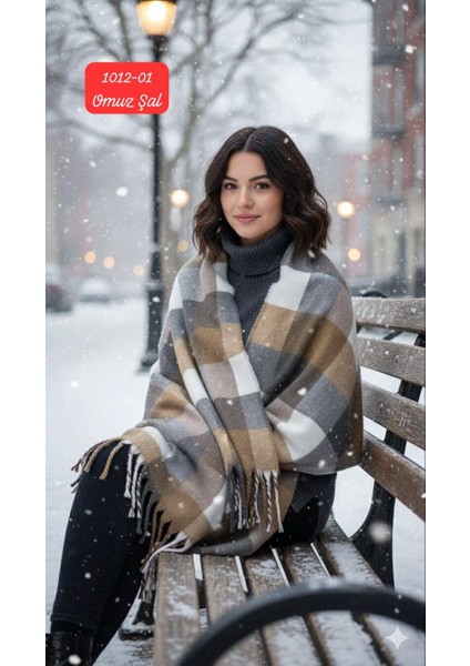 1012 Puff Kalın Ekose Omuz Şalı
