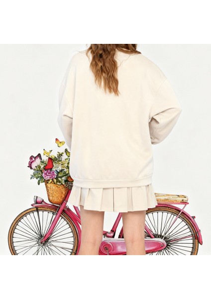 Butterfly Ride Oversize Sweatshirt Bej fiyatları