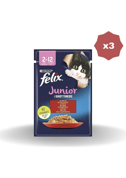 Kedi Yaş Mama Yavru Sığır Etli 85 gr - (3 Adet)