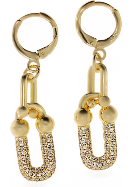 Kadın Taşlı Çelik Halka Detay Küpe