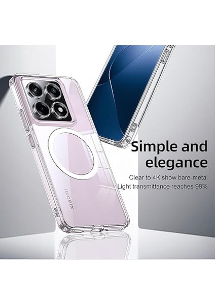 Xiaomi Mi 14T Pro Uyumlu Kamera Korumalı Magsafe Wireless Şarj Özellikli Sert Sararmaz Kristal Şeffaf Kılıf (Şeffaf, Xiaomi Mi 14T Pro) fırsatları