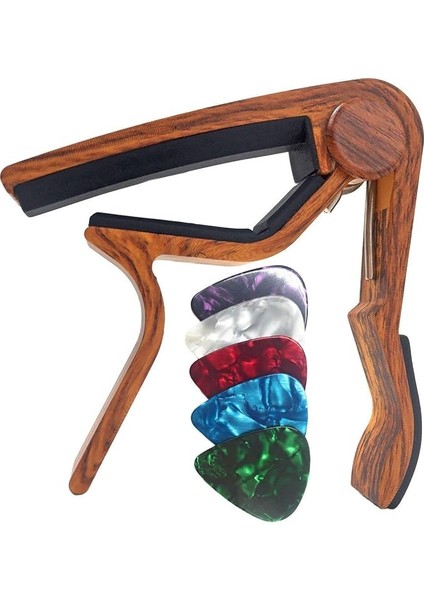 Gitar Kaposu, 6 Telli Çelik Folk Gitar ve E-Gitar Için– Gül Ağacı Renkli Çinko Alaşım Malzeme