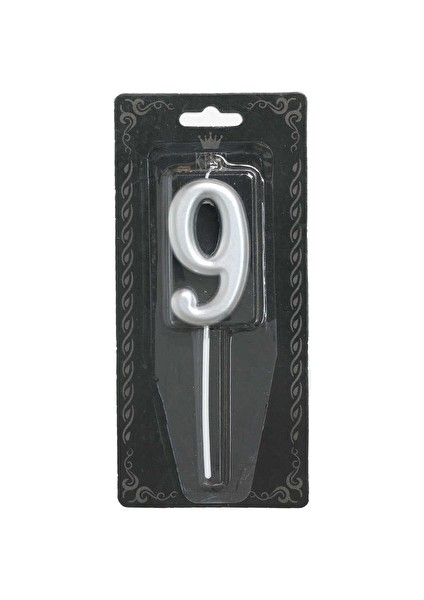 2 Adet Rakam Mum 9 Numara Gümüş