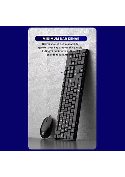 Sessiz Yumuşak Tuşlu Ofis Bilgisayar Laptop Kablolu Klavye ve Mouse Seti 104 Tuşlu Q Klavye indirimleri