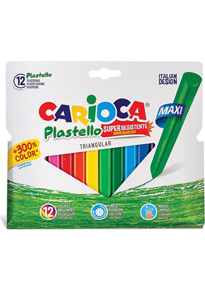 4 Adet Carioca Jumbo Üçgen Elleri Kirletmeyen Pastel Boyama Kalemi 12LI