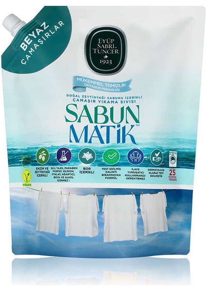 4 Adet Doğal Zeytinyağı Içerikli Çamaşır Yıkama Sıvısı Beyazlar 1,5 Lt Doypack fiyatları