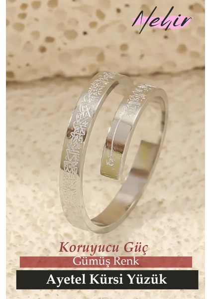 Nazardan Koruyan Ayetel Kürsi Yazılı Çelik Yüzük