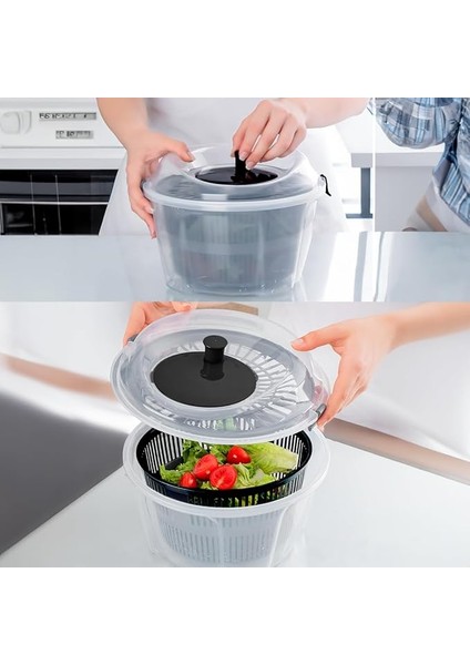 G-25 Gondol Vega Pratik Salata Kurutucu - Meyve Sebze Yeşillik Yıkama Kurutma Kabı Siyah