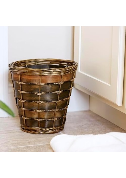 ML-2215 Küçük Dekoratif Hasır Çöp Sepeti | Haven Söğüt ve Kavak | Koyu modelleri