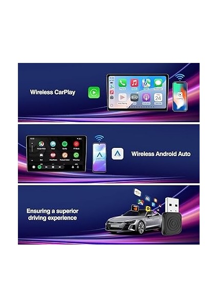 Kablosuz Carplay/android Otomatik Adaptör USB Mini Ultra Fabrika Kablolu Carplay ve Oem Kablolu Android Otomatik, Tak ve Çalıştır Kablosuz Carplay/android Otomatik Dongle Ios 10 ve Android fiyatları