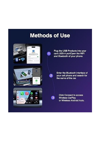 Kablosuz Carplay/android Otomatik Adaptör USB Mini Ultra Fabrika Kablolu Carplay ve Oem Kablolu Android Otomatik, Tak ve Çalıştır Kablosuz Carplay/android Otomatik Dongle Ios 10 ve Android modelleri