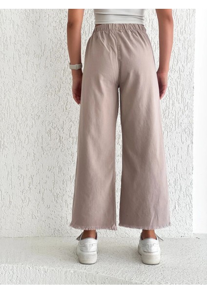 Paçası Püsküllü Palazzo Pantolon - Bej modelleri