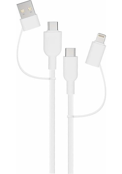 Yetty 60W 4in1 Type-C,,usb-A ve Hızlı Şarj Kablosu 1.2m Beyaz YKB-41B (Yerli Üretim)