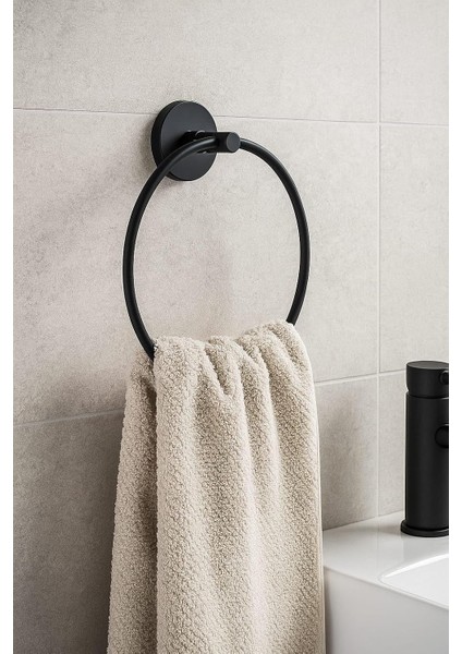 Yuvarlak Havlu Askılığı, Siyah